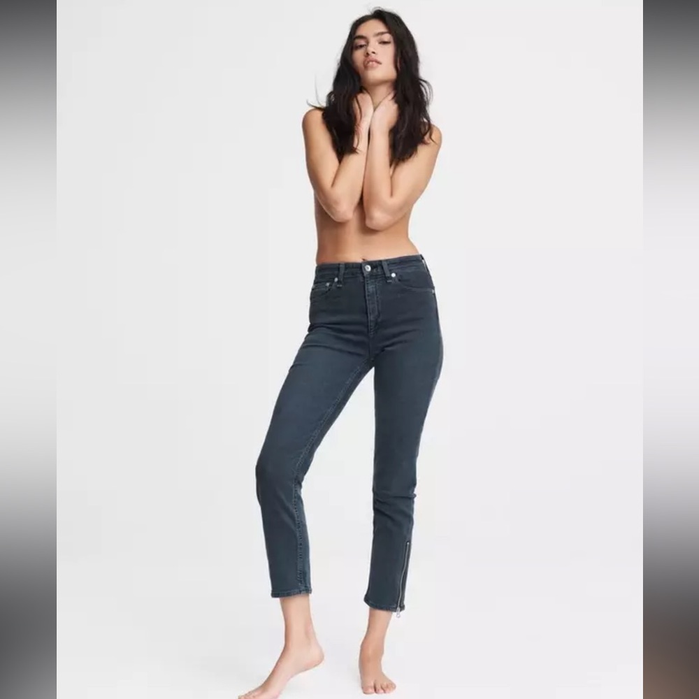 Rag & Bona Nina High-Rise Ankle Cigarette with Zipper Ankles